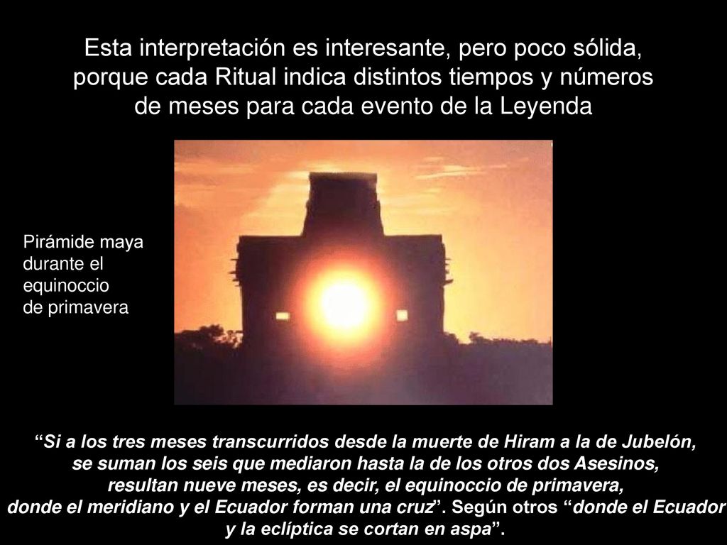 Esta interpretación es interesante, pero poco sólida, porque cada Ritual indica distintos tiempos y números de meses para cada evento de la Leyenda
