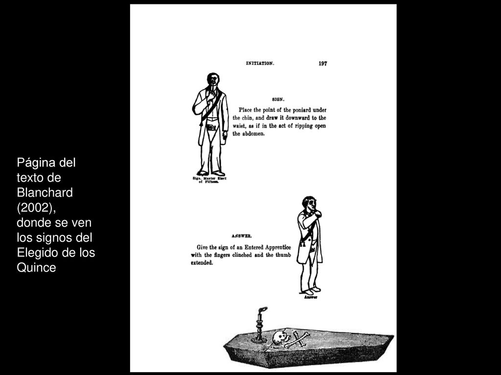 Página del texto de Blanchard (2002), donde se ven los signos del Elegido de los Quince