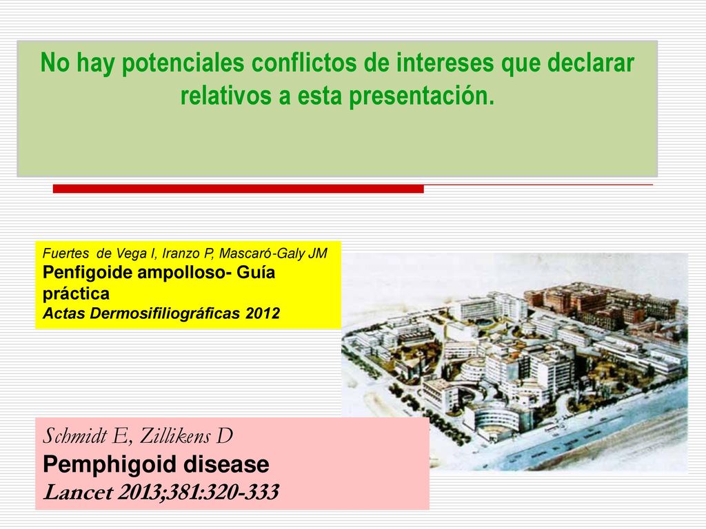 No hay potenciales conflictos de intereses que declarar relativos a esta presentación.