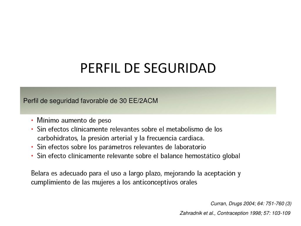 PERFIL DE SEGURIDAD Perfil de seguridad favorable de 30 EE/2ACM