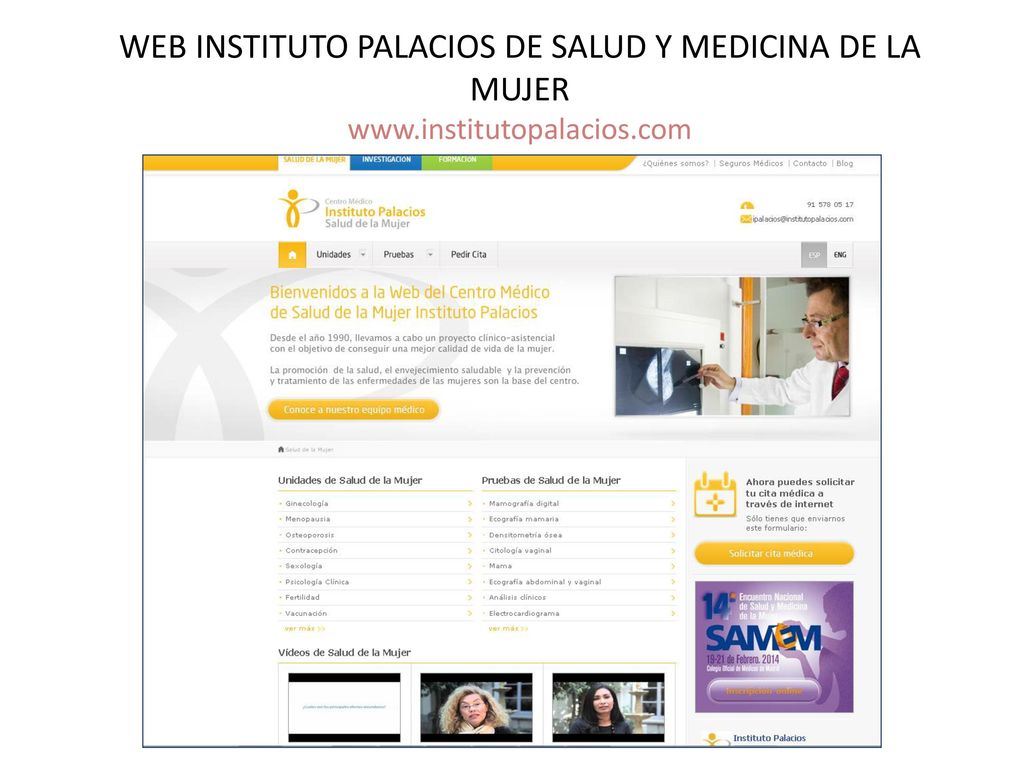 WEB INSTITUTO PALACIOS DE SALUD Y MEDICINA DE LA MUJER www