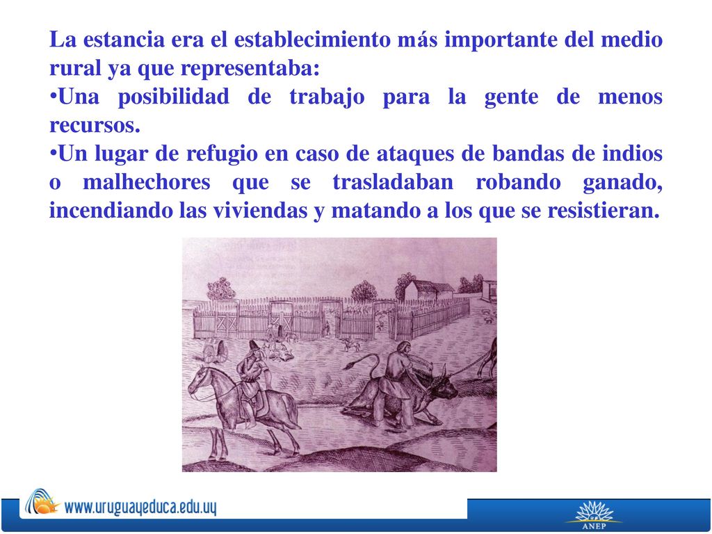 La estancia era el establecimiento más importante del medio rural ya que representaba:
