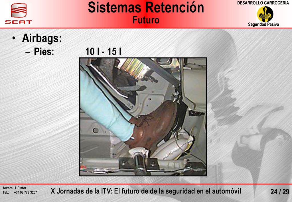 Sistemas Retención Futuro Airbags: Pies: 10 l - 15 l