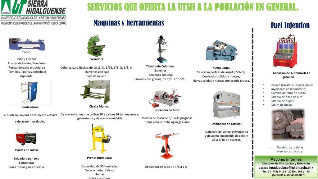 SERVICIOS QUE OFERTA LA UTSH A LA POBLACIÓN EN GENERAL.
