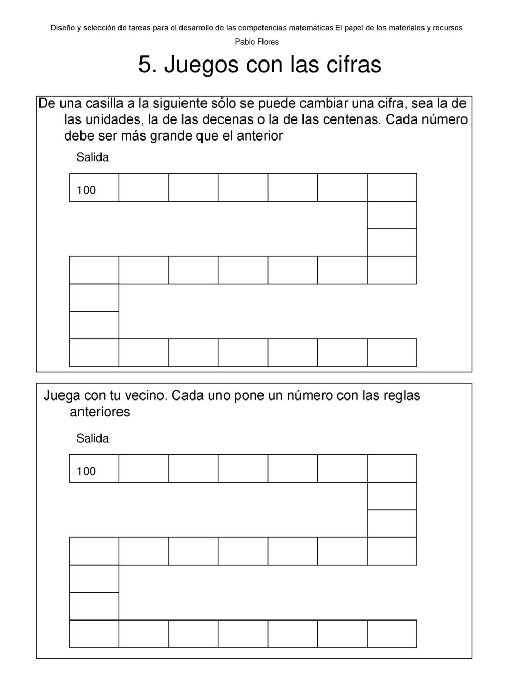 Diseño y selección de tareas para el desarrollo de las competencias matemáticas El papel de los materiales y recursos