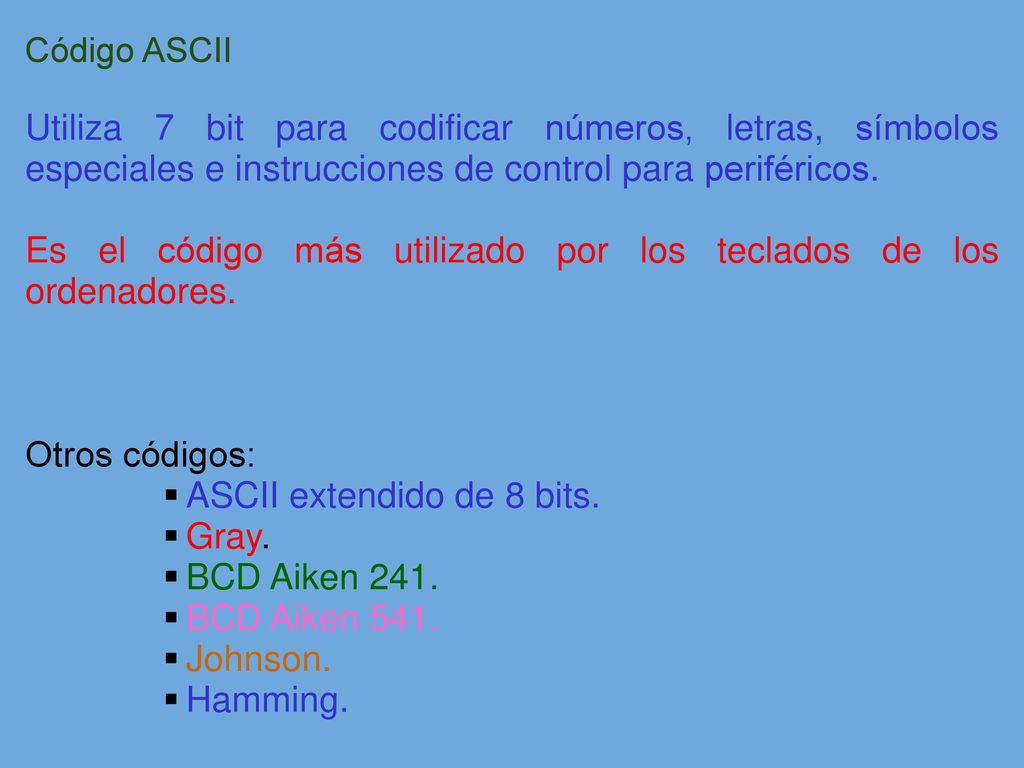 Es el código más utilizado por los teclados de los ordenadores.