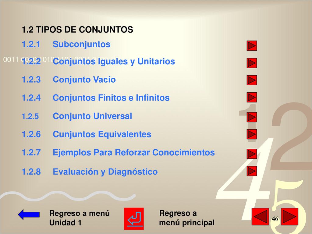 ⏎ 1.2 TIPOS DE CONJUNTOS Subconjuntos
