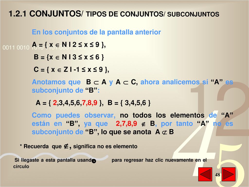 1.2.1 CONJUNTOS/ TIPOS DE CONJUNTOS/ SUBCONJUNTOS