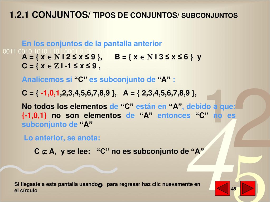 1.2.1 CONJUNTOS/ TIPOS DE CONJUNTOS/ SUBCONJUNTOS