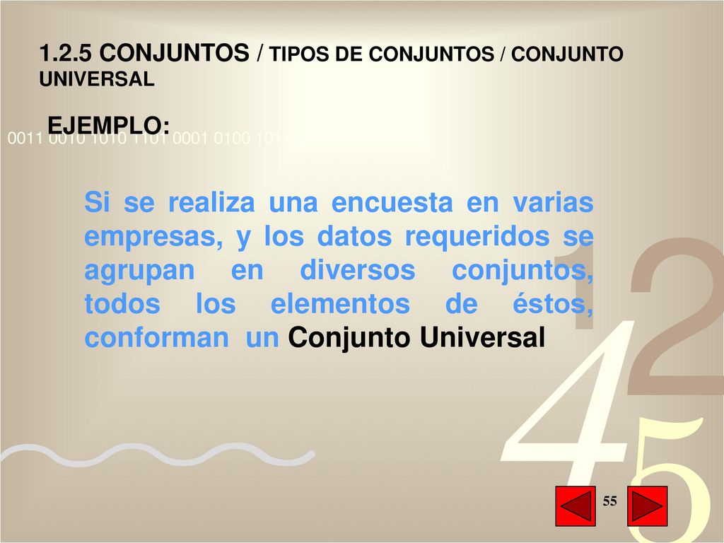 1.2.5 CONJUNTOS / TIPOS DE CONJUNTOS / CONJUNTO UNIVERSAL