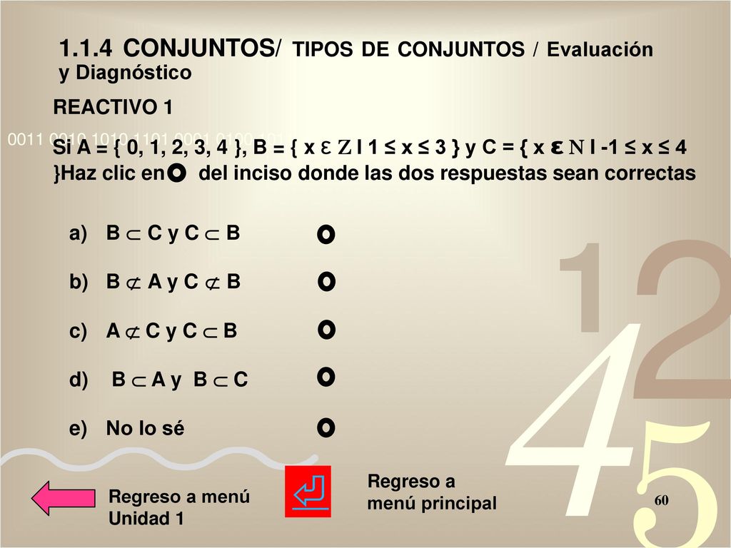 ⏎ CONJUNTOS/ TIPOS DE CONJUNTOS / Evaluación y Diagnóstico