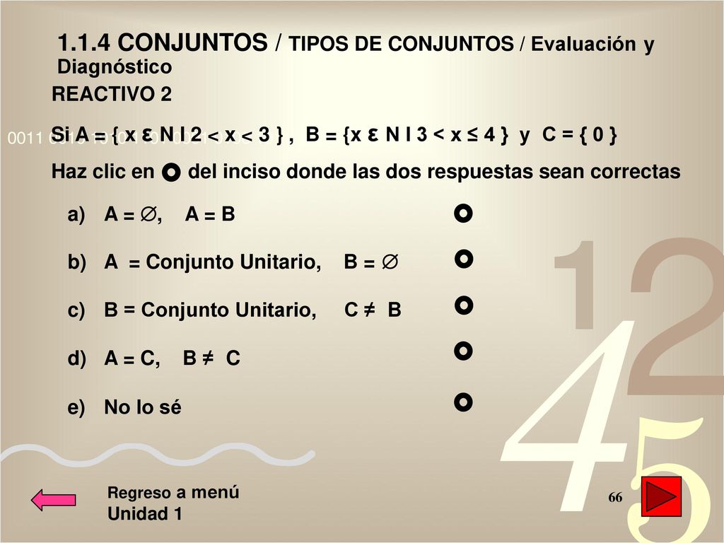 1.1.4 CONJUNTOS / TIPOS DE CONJUNTOS / Evaluación