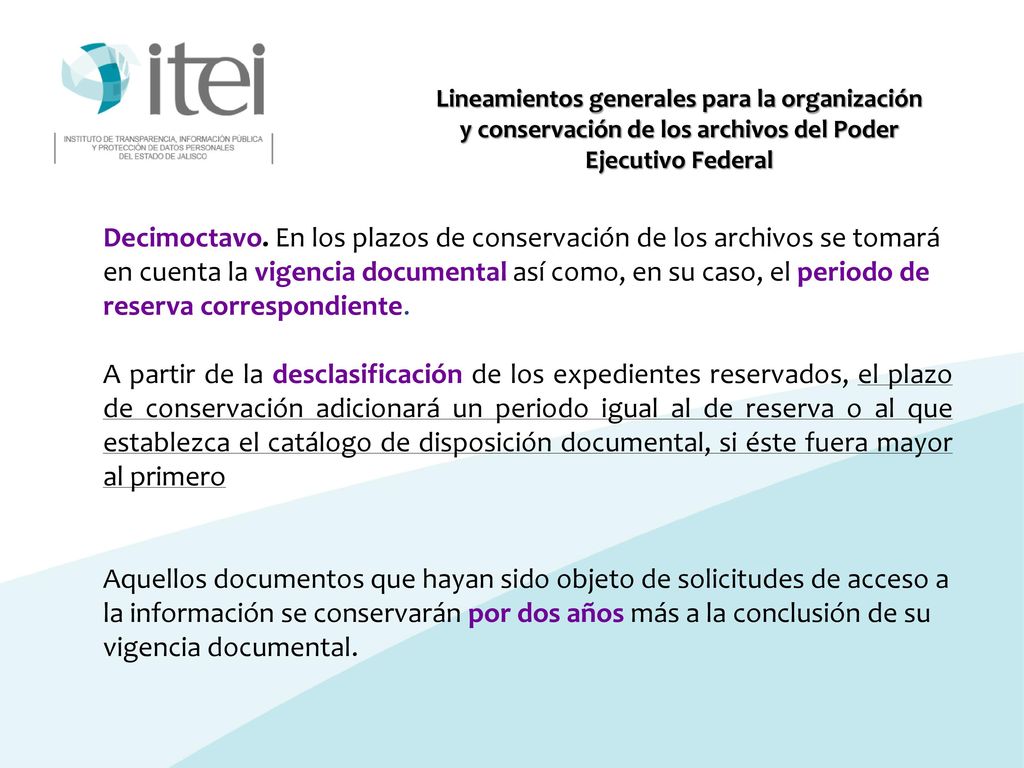 Lineamientos generales para la organización y conservación de los archivos del Poder Ejecutivo Federal