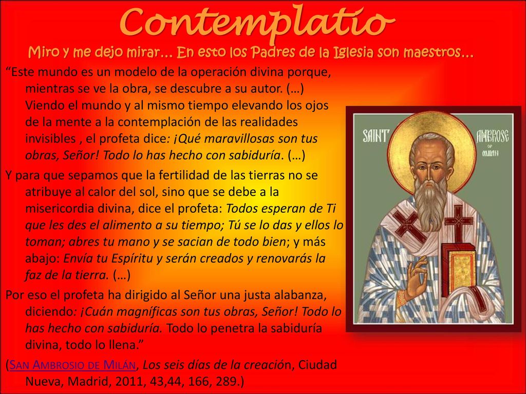Contemplatio Miro y me dejo mirar… En esto los Padres de la Iglesia son maestros…