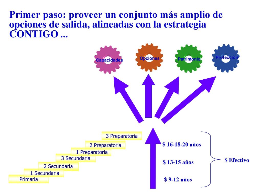 Primer paso: proveer un conjunto más amplio de opciones de salida, alineadas con la estrategia CONTIGO ...