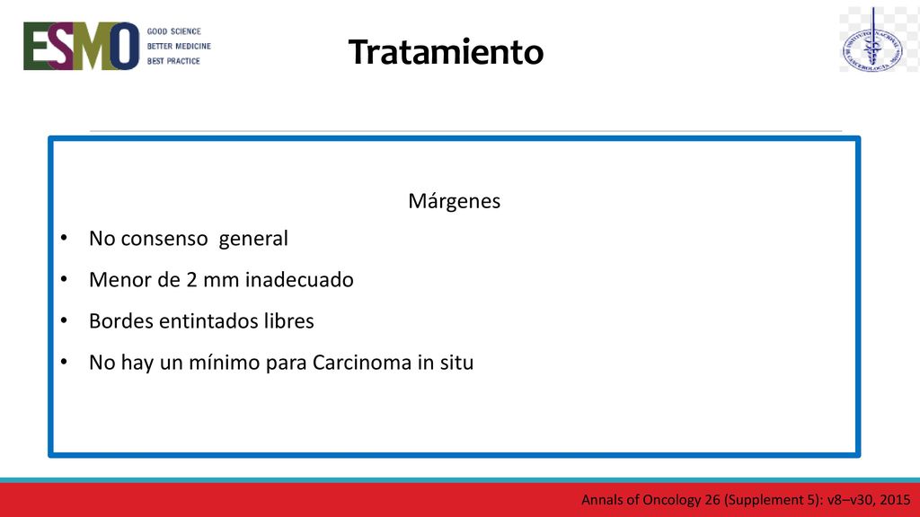 Tratamiento Márgenes No consenso general Menor de 2 mm inadecuado
