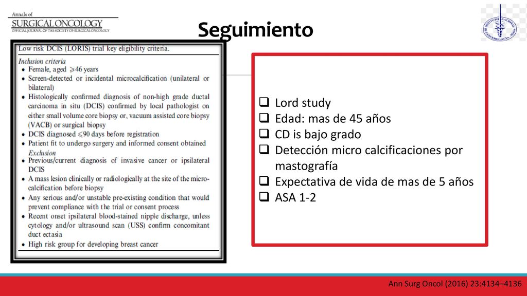 Seguimiento Lord study Edad: mas de 45 años CD is bajo grado