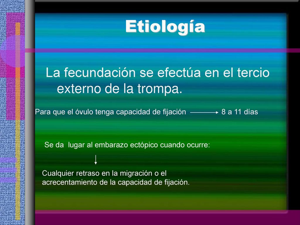 Etiología La fecundación se efectúa en el tercio externo de la trompa.