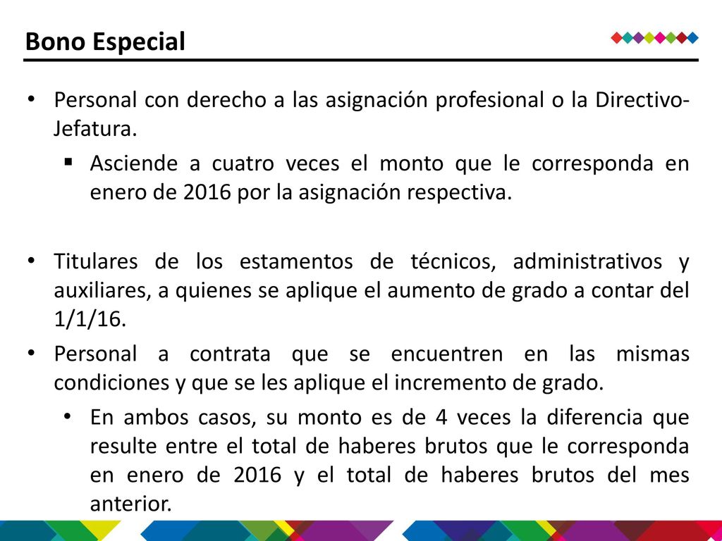 Bono Especial Personal con derecho a las asignación profesional o la Directivo-Jefatura.