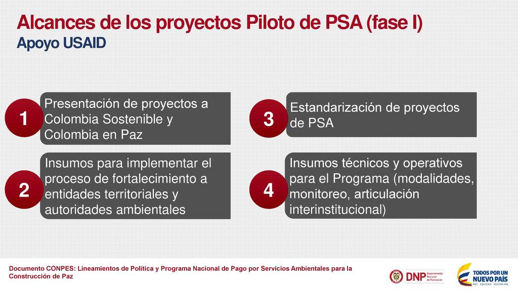 Alcances de los proyectos Piloto de PSA (fase I) Apoyo USAID
