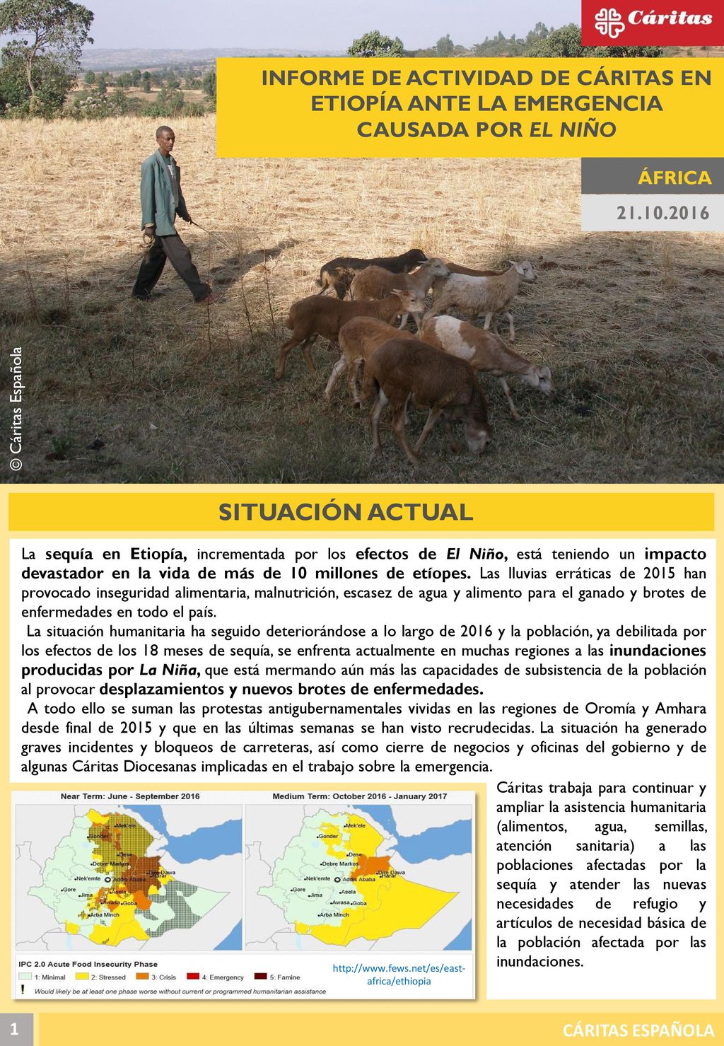 INFORME DE ACTIVIDAD DE CÁRITAS EN ETIOPÍA ANTE LA EMERGENCIA CAUSADA POR EL NIÑO