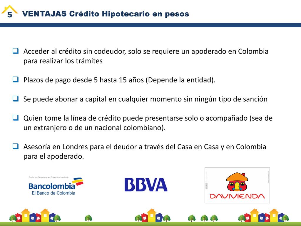 Plazos de pago desde 5 hasta 15 años (Depende la entidad).