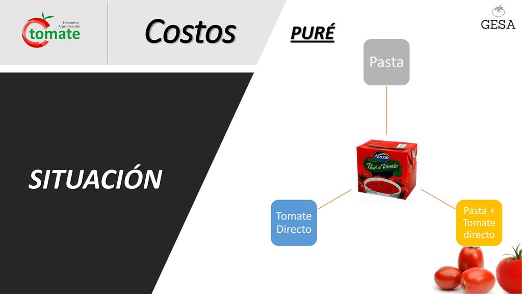 Costos PURÉ Pasta Pasta + Tomate directo Tomate Directo SITUACIÓN