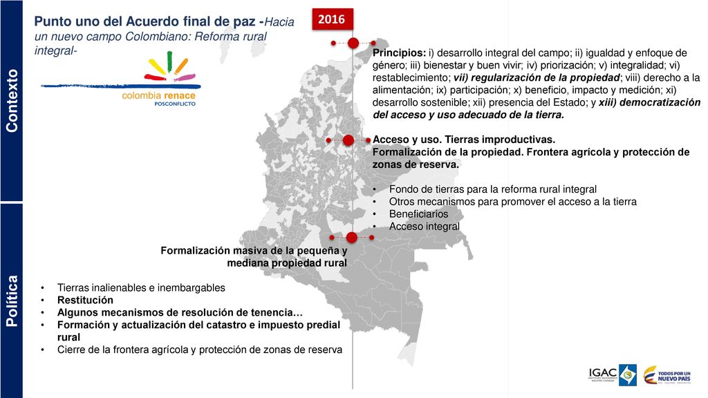 Punto uno del Acuerdo final de paz -Hacia un nuevo campo Colombiano: Reforma rural integral-