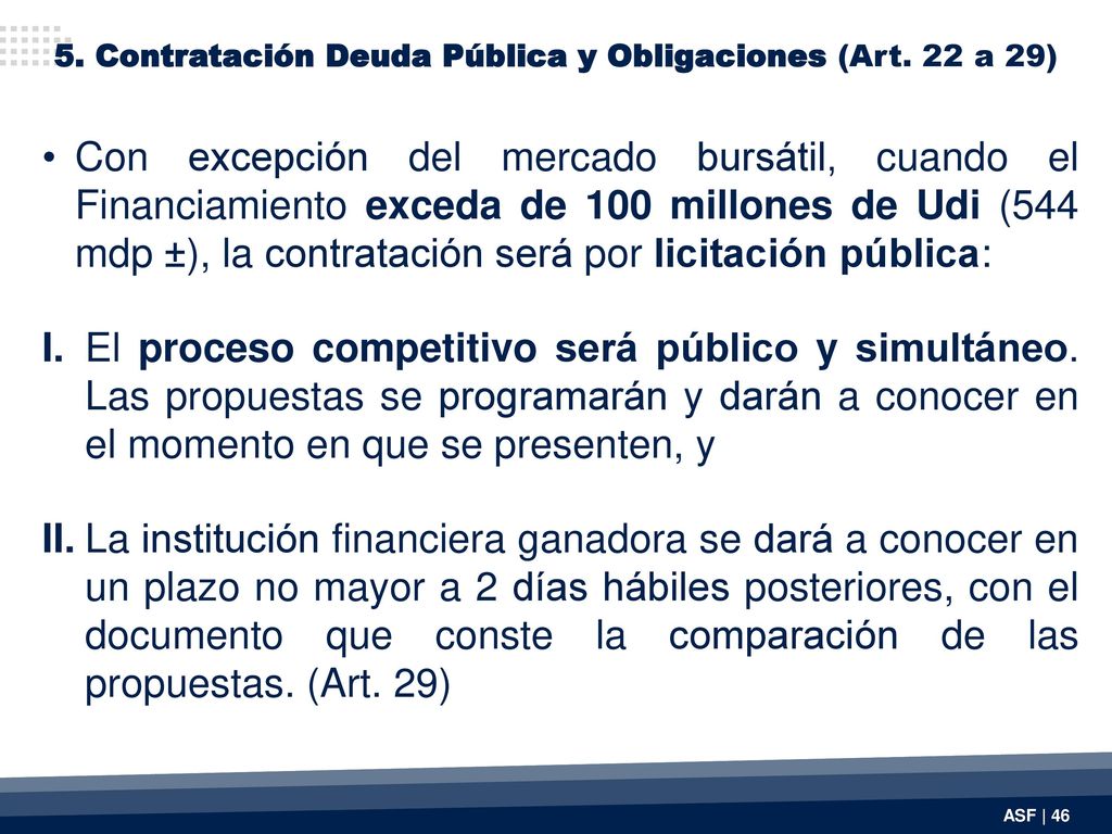 5. Contratación Deuda Pública y Obligaciones (Art. 22 a 29)