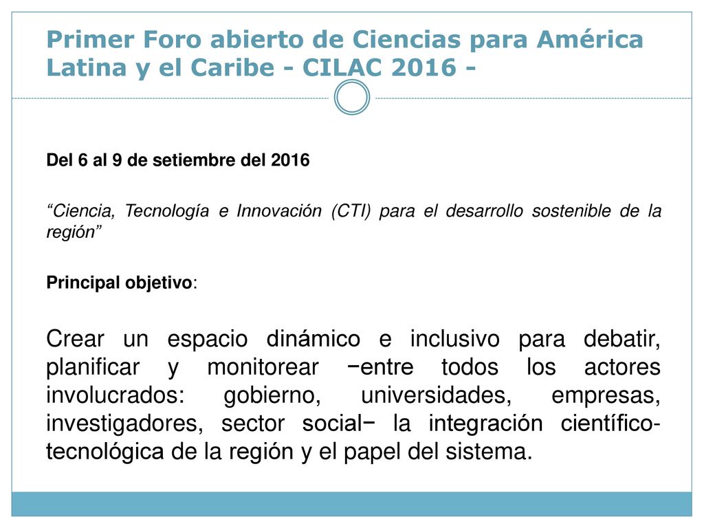 Primer Foro abierto de Ciencias para América Latina y el Caribe - CILAC