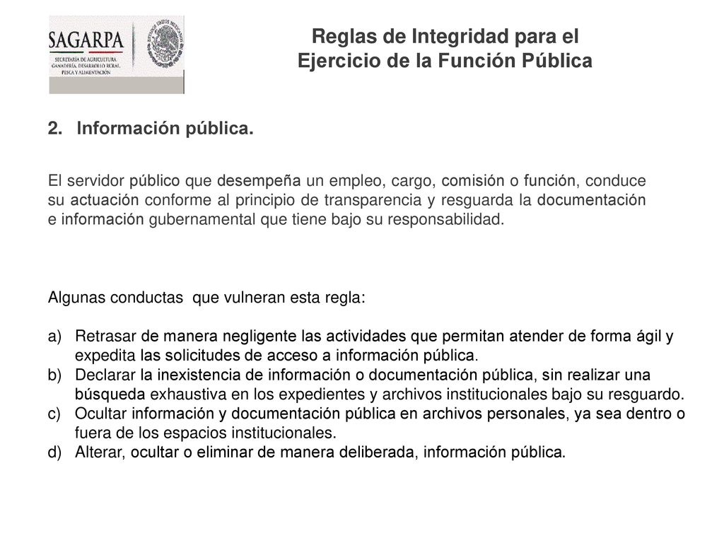 Reglas de Integridad para el Ejercicio de la Función Pública