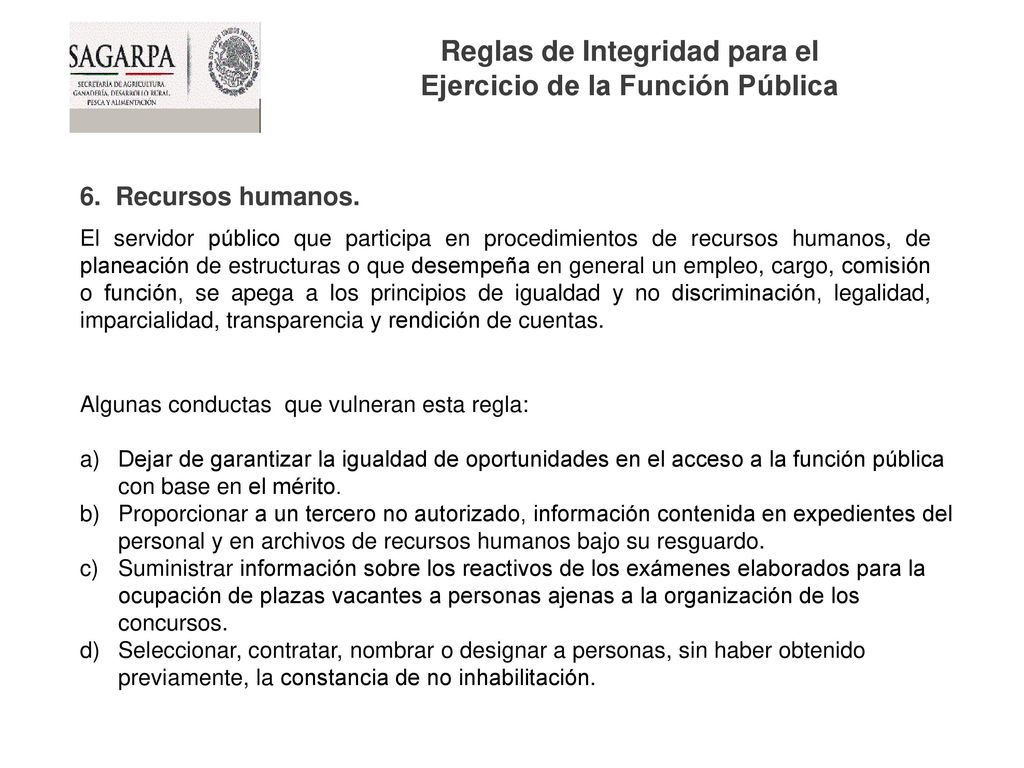 Reglas de Integridad para el Ejercicio de la Función Pública