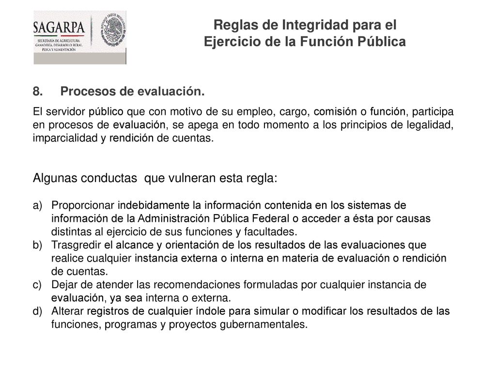 Reglas de Integridad para el Ejercicio de la Función Pública