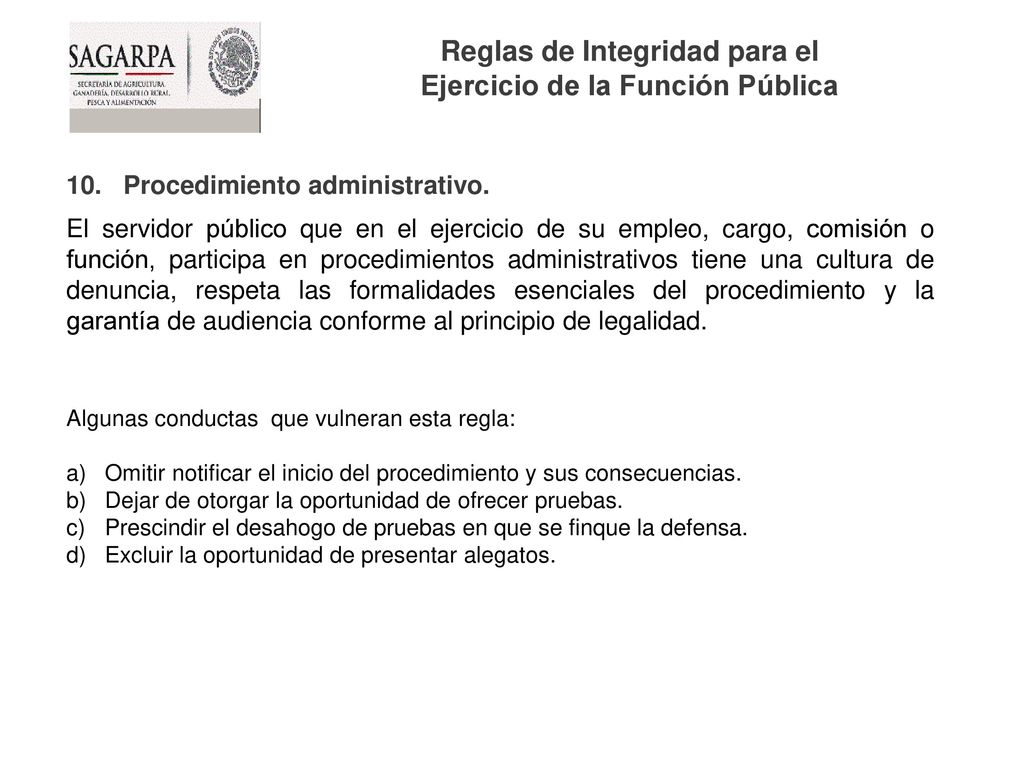 Reglas de Integridad para el Ejercicio de la Función Pública