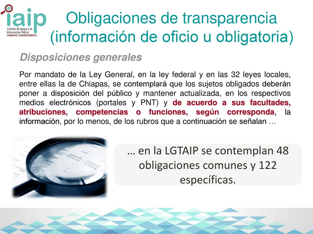 Obligaciones de transparencia (información de oficio u obligatoria)