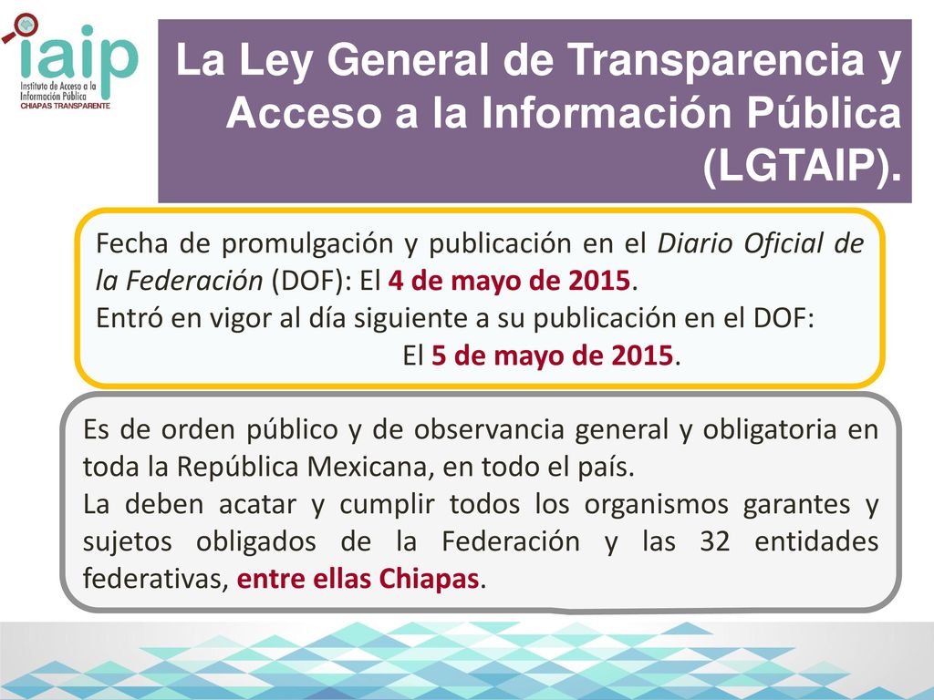 La Ley General de Transparencia y Acceso a la Información Pública