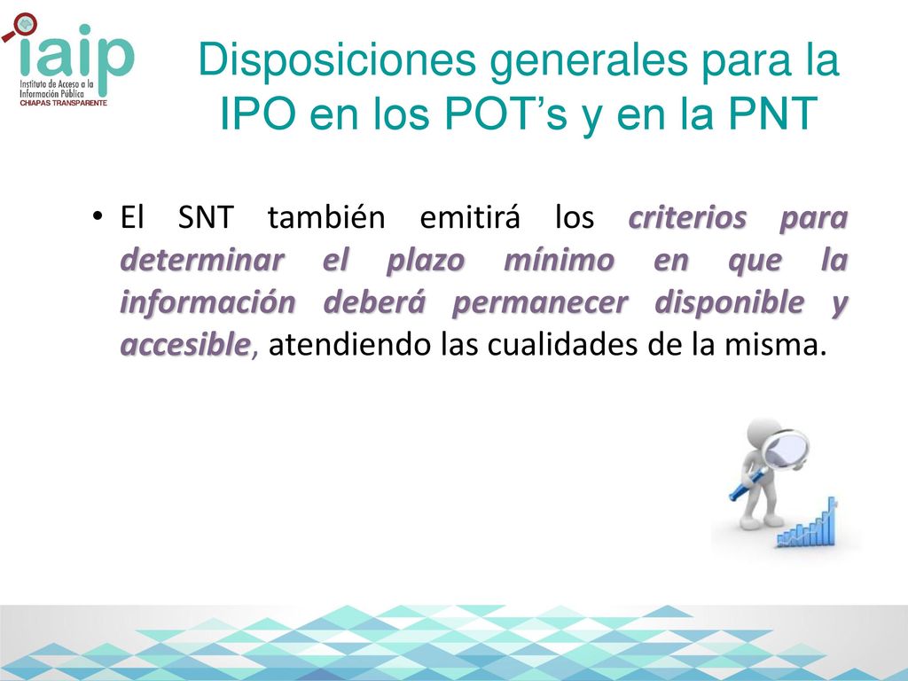 Disposiciones generales para la IPO en los POT’s y en la PNT