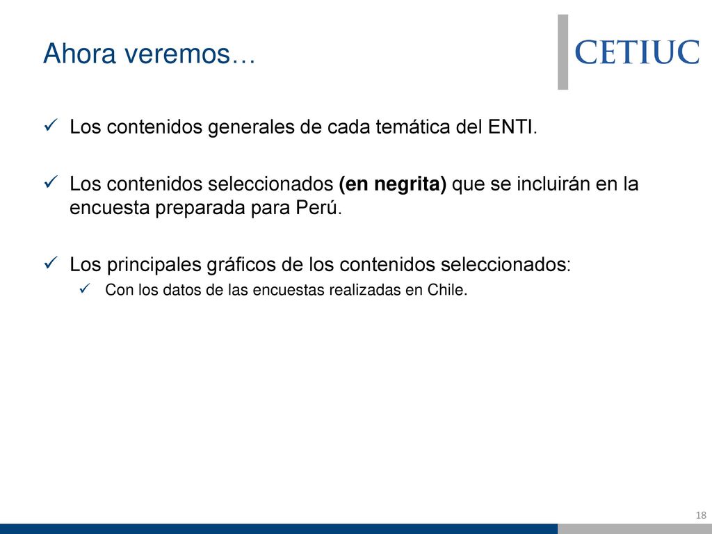 Ahora veremos… Los contenidos generales de cada temática del ENTI.