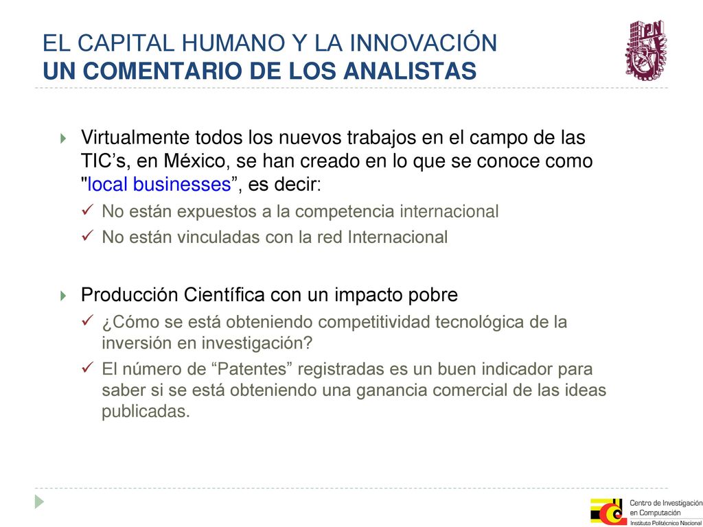 EL CAPITAL HUMANO Y LA INNOVACIÓN UN COMENTARIO DE LOS ANALISTAS