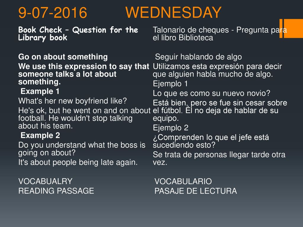 WEDNESDAY Book Check – Question for the Library book