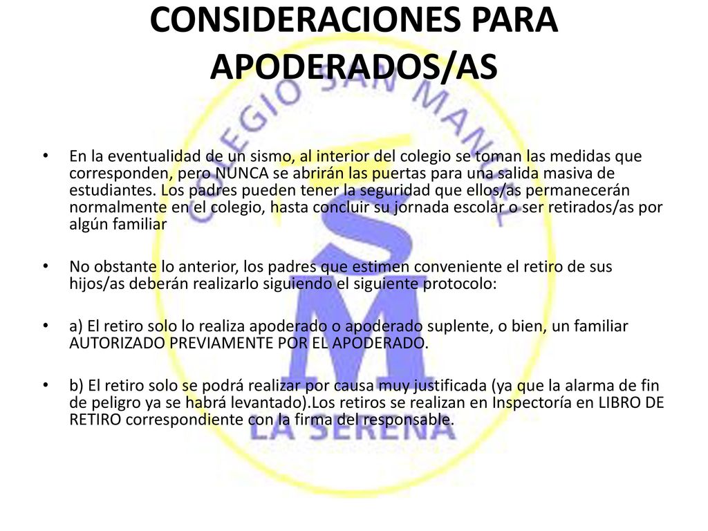 CONSIDERACIONES PARA APODERADOS/AS