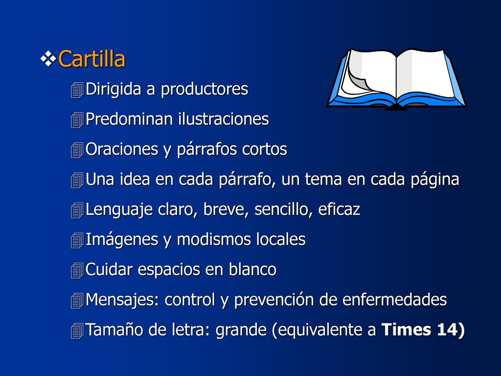 Cartilla Dirigida a productores Predominan ilustraciones