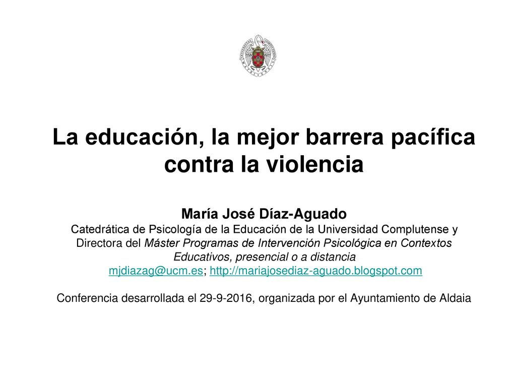 María José Díaz-Aguado, Directora del Master Programas en Contexos Educativos, presencial o desde tu lugar de trabajo
