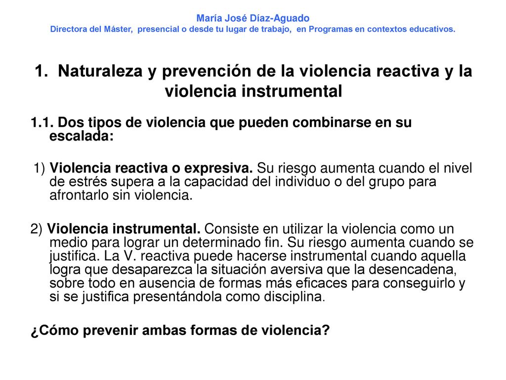 María José Díaz-Aguado Directora del Máster, presencial o desde tu lugar de trabajo, en Programas en Contextos Educativos
