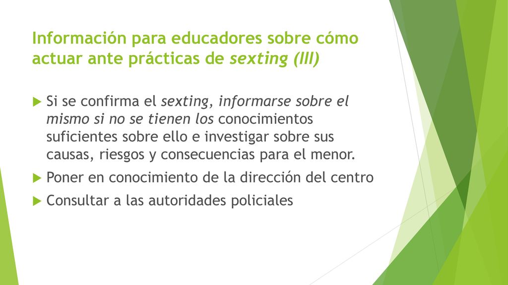 Información para educadores sobre cómo actuar ante prácticas de sexting (III)