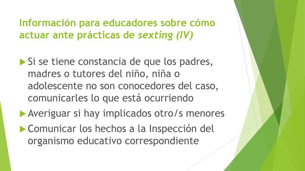 Información para educadores sobre cómo actuar ante prácticas de sexting (IV)
