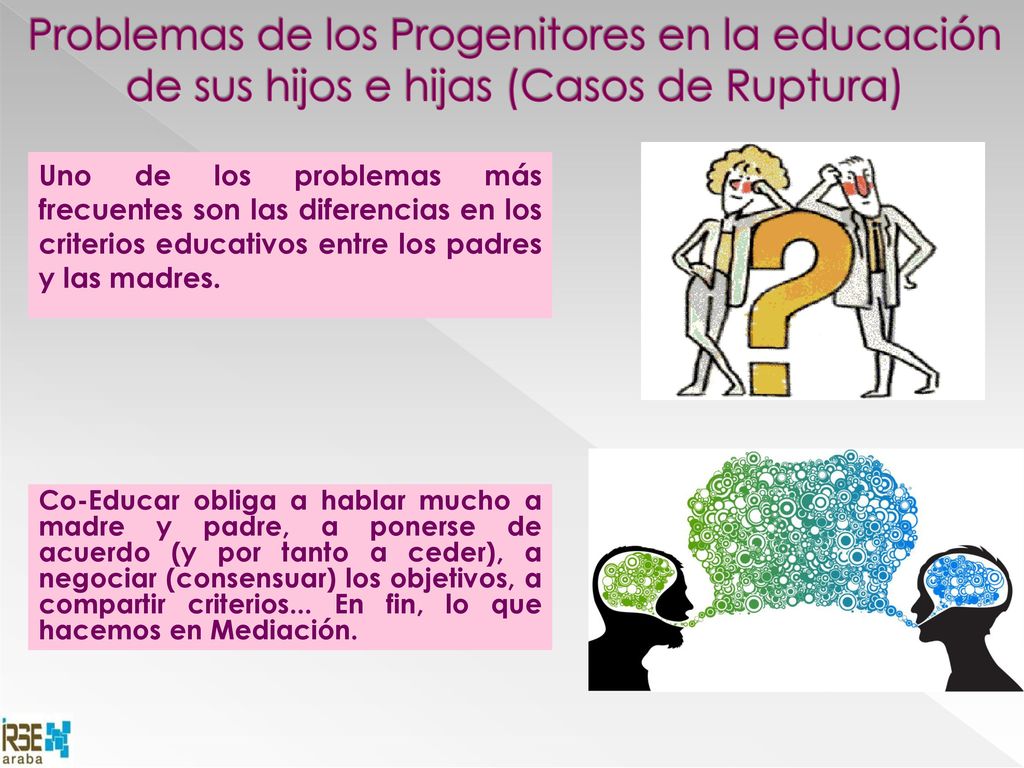 Problemas de los Progenitores en la educación de sus hijos e hijas (Casos de Ruptura)