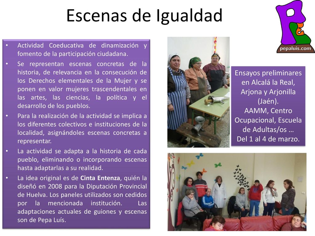 Escenas de Igualdad Actividad Coeducativa de dinamización y fomento de la participación ciudadana.