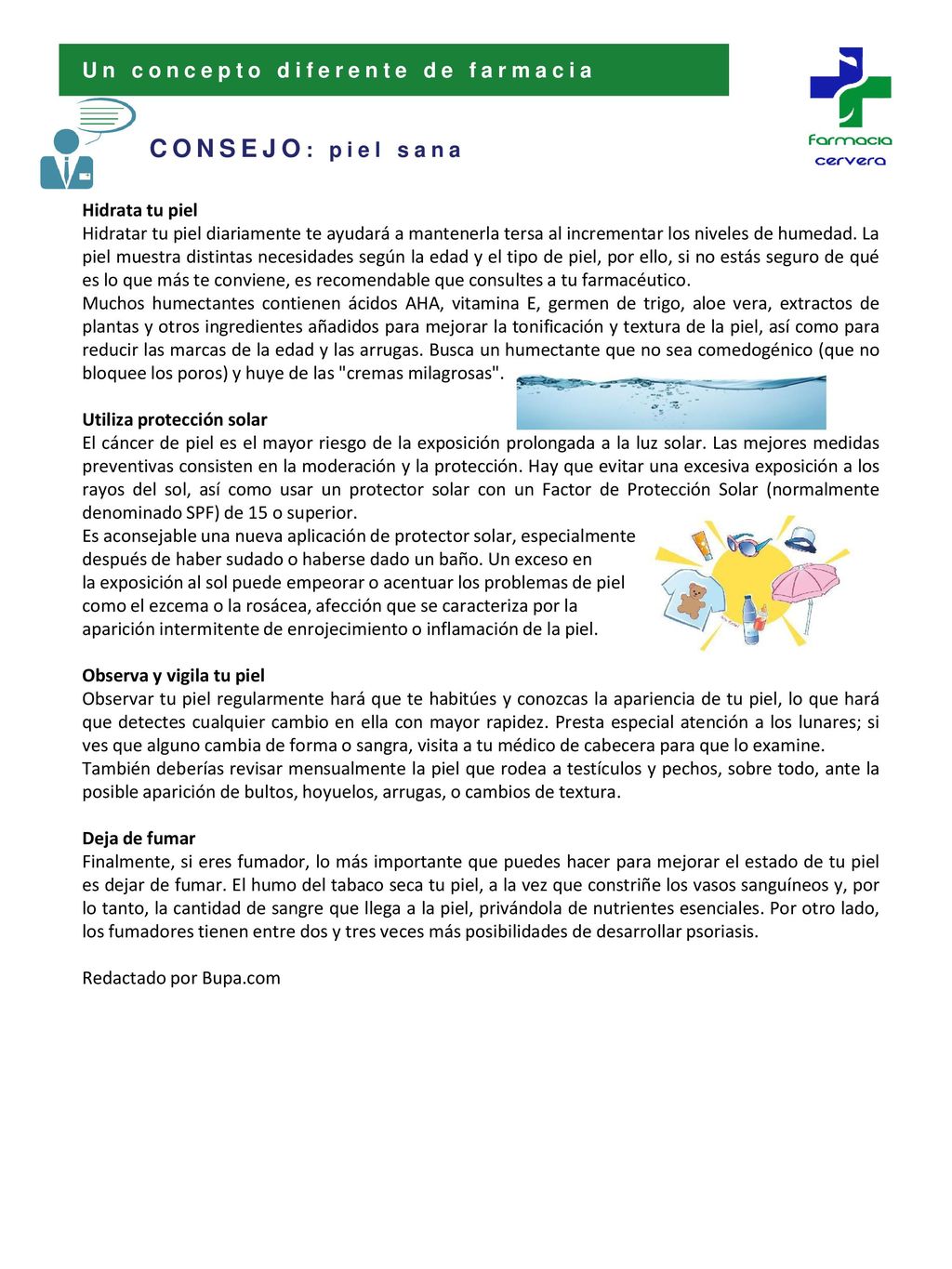 CONSEJO: piel sana Un concepto diferente de farmacia Hidrata tu piel