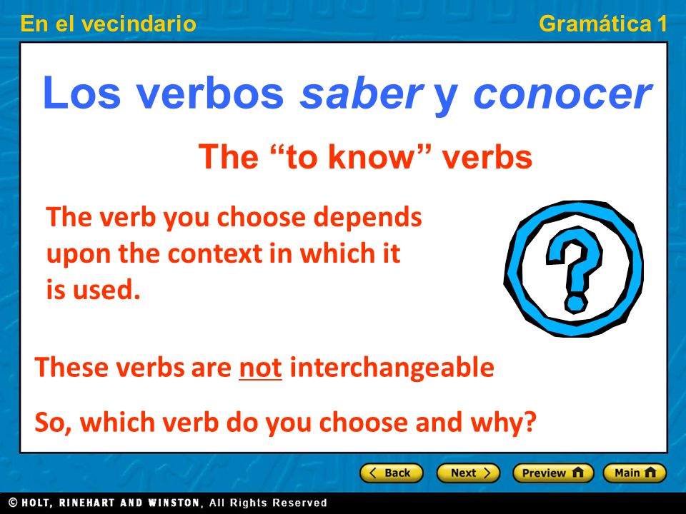 Los verbos saber y conocer